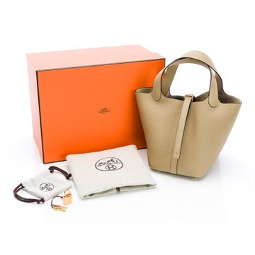 HERMES愛馬仕 Picotin Lock 18 (風衣灰)(金扣) (H056289CCS2)