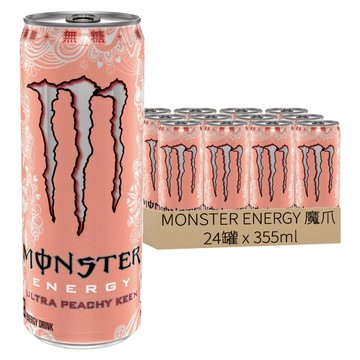 MONSTER ENERGY 魔爪 超越蜜桃閃耀碳酸能量飲料 零糖低卡  24罐  355ml