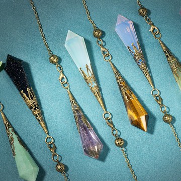天然水晶靈擺-水晶項鍊/水晶擺件/占卜/靈性提升/多種水晶可選