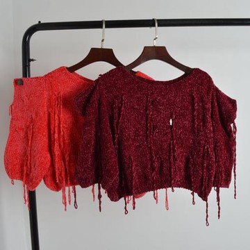 明星同款時尚破洞衫設計感圓領小短款外套罩衫女春秋季外穿小坎肩