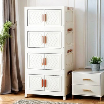 Mr.box 50面寬摺疊雙開門四層收納櫃-附滑輪-純白款