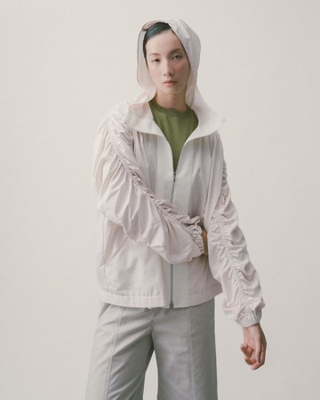 UUIN_米色連帽抽皺外套