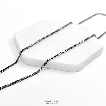 純銀項鍊 黑銀長方環硫化鍊【NPB131】