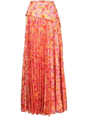 Acler - Marion floral-print pleated skirt - women - Polyester - 6 - Orange