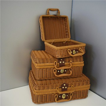 藤箱服裝拍攝道具 藤編手提箱-藤框-藤編收納籃-野餐籃-雜物框