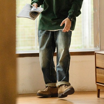 TRS男裝|25SS新款日系寬松14OZ復古做舊赤耳丹寧男式牛仔褲男鑫弘-衣錦男裝