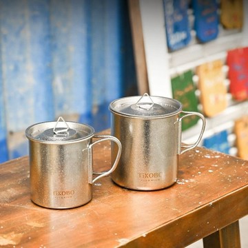 純鈦單層露營杯490ml+330ml (把手可折疊) 露營杯490ml+330ml 一組