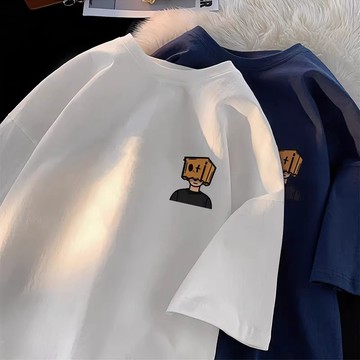 【真！隔日達！】【紙盒人t恤】240g純棉重磅短袖 美式復古T恤 男生上衣 oversize寬鬆短tee 加大碼短袖衣服