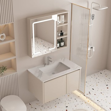 免運 浴室櫃  小戶型浴室櫃  卡其蜂窩加厚浴室柜組合一體陶瓷洗手臺盆 衛生間陽臺洗手盆 柜臉盆  可開發票 全館八折 工廠現貨直銷 新品特價 y9056