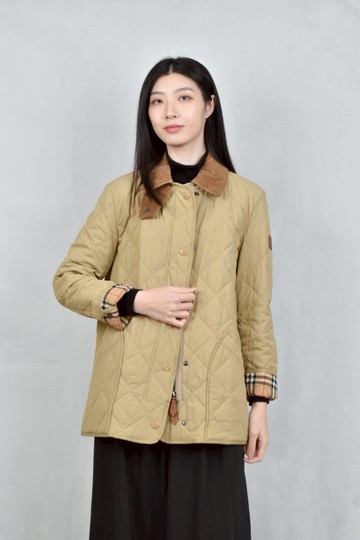 (M) burberry棕色燈芯絨排釦外套