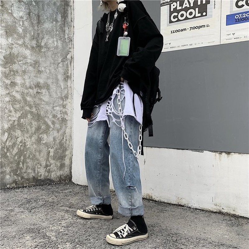 ジーンズ パンツ レディース 原宿系 春夏 デニムパンツ ダメージパンツ ズボン ボトムス ワイドパンツ 韓国ファッション ストリート系 大きいサイズ 通販 Lineポイント最大0 5 Get Lineショッピング