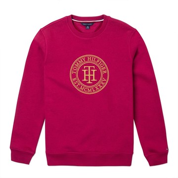 Tommy Hilfiger 經典刺繡徽章大學T恤(女)-桃紅色