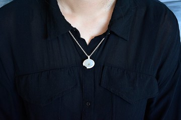 原創設計純銀手工鑲嵌天然海洋玉髓項鏈