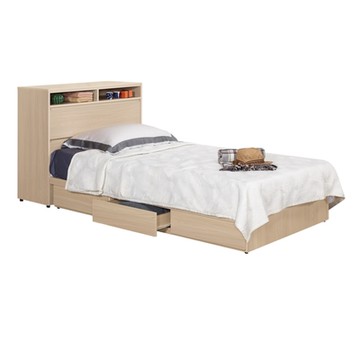 文創集  維爾3.5尺單人三抽床台組合(床頭箱＋三抽床底＋不含床墊)-106x228x97cm免組