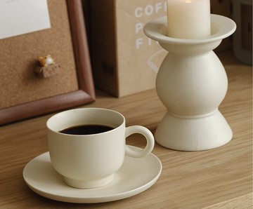 聞說 奶油咖啡杯高級杯碟套裝啞光陶瓷馬克杯
