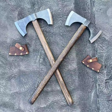 【原野】QX-雙刃斧戶外露營劈柴斧子全鋼鍛打雙邊斧戰斧家用剁骨露營露營