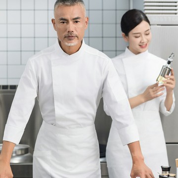【台灣公司 可開發票】高端酒店廚師工作服長短袖純棉飯店蛋糕烘焙廚房西餐食堂白色定制