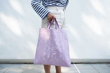 島中坊研 11週年 紀念環保袋 粉紫色布料配白色印花