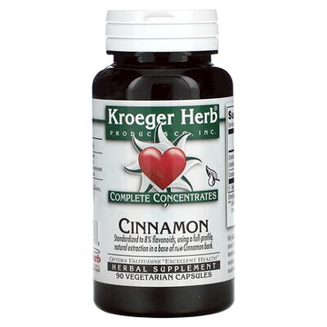 Kroeger Herb Co, 完全濃縮物，肉桂，200 毫克，90 粒素食膠囊
