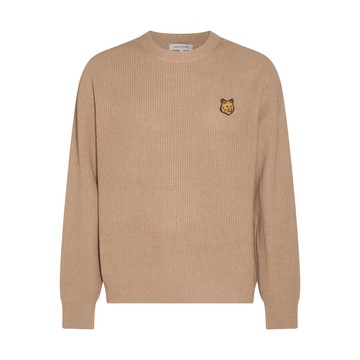 Maison Kitsune - Beige Melange Wool Blend Fox Head Sweater