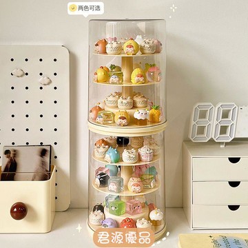 桌面展示架 貪吃崽崽萌粒展示盒旋轉盲盒收納展示架透明亞克力擺件手辦展示柜