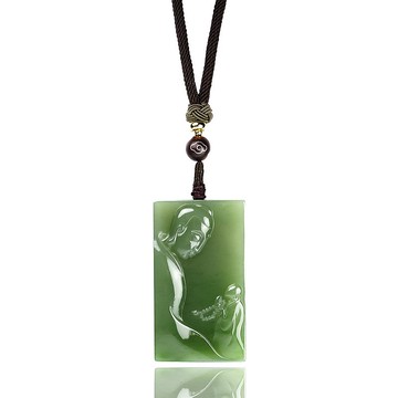 【正佳珠寶】和田碧玉 頂級老坑種碧玉 巧雕悟道 全淨體碧玉結晶