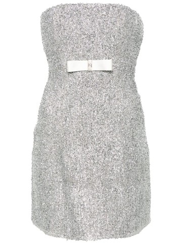 Elisabetta Franchi - metallic strapless mini dress - women - Metallized Polyester/Polyester/Viscose/Cotton/Polyester - 38 - Silver
