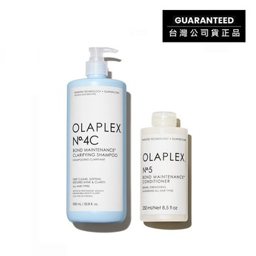 即期品[Olaplex_歐啦]深層淨化洗護組-4C洗髮乳1000ml(效期至2026.12)+5號護髮素250ml(正常效期)(歐拉)