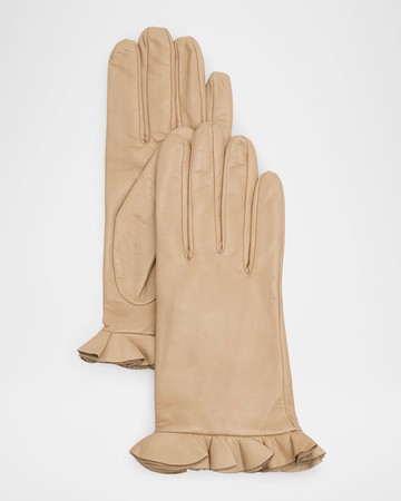 Danielle Ruffled Leather Gloves