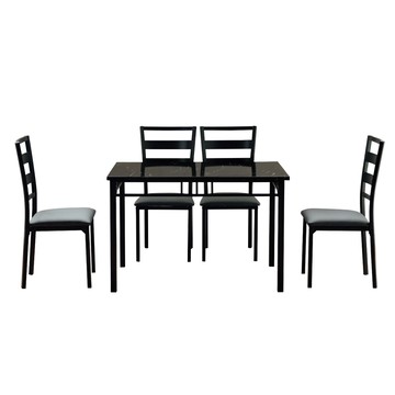【RICHOME】達斯工業風餐桌椅組(一桌四椅)黑色