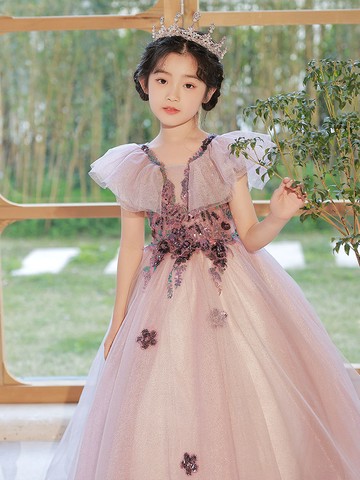 女童晚禮服公主蓬蓬連衣裙子兒童主持人鋼琴演奏高端走秀演出服夏