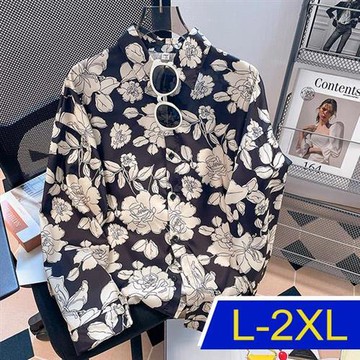 【韓國K.W.】法式滿版印花爆推精緻襯衫上衣外套(防曬/長袖襯衫/長袖上衣/薄外套)