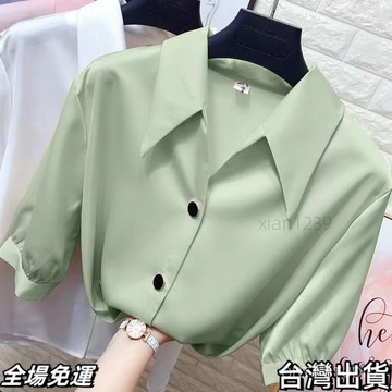 速.發 2025韓版新款薄款女士襯衫小心機設計感小衆夏季大碼中袖雪紡上衣 台出