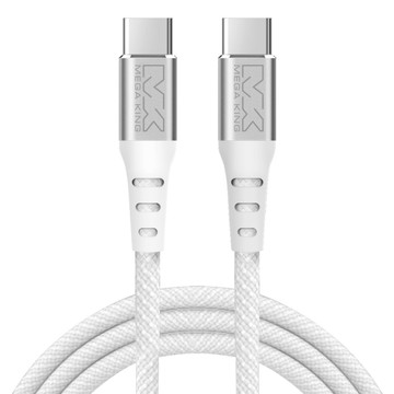 【直播限定】MEGA KING C to C 傳輸充電編織線 2M 白