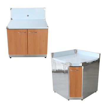 【Abis】客製商品-豪華升級款不鏽鋼二件組系統櫥櫃-72瓦斯爐台+角台/流理台-多款門板可選(桶身304)木紋色