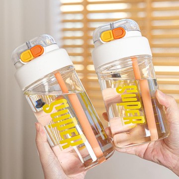 生便攜彈跳蓋直飲水杯夏季簡約隨手杯吸管杯