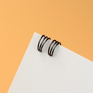 現貨+預購 925純銀耳環黑色耳夾-鏤空三層極簡情人節生日禮物女飾品73qp93【獨家進口】【米蘭精品】