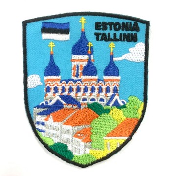 DIY刺繡徽章 愛沙尼亞 塔林古城 外套熨斗刺繡 三藩市背膠補丁 袖標 布標 布貼 補丁 貼布繡 臂章 _廠商直送