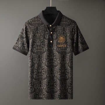 歐潮夏季新款刺繡工藝絲光珠地棉金粉印花短袖POLO衫