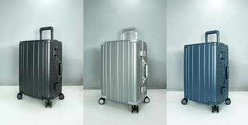 20寸行李箱防盜鋁框pc材質雙海關鎖硬殼箱360度旋轉耐摔撞鋁合金拉桿