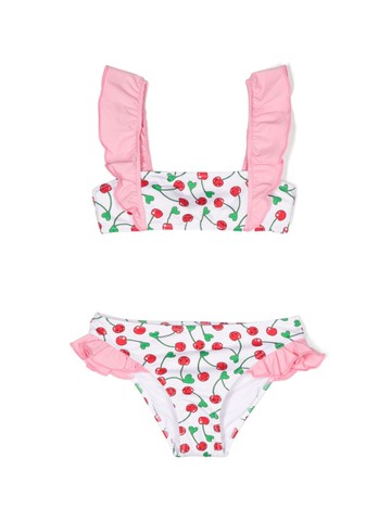 MC2 Saint Barth Kids - ruffle-detail cherry-print bikini - kids - Elastane/Polyamide - 4 - White