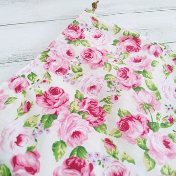 米底玫瑰花 純棉薄帆 特大雙蠟繩束口袋 食物袋 蔬菜袋 雜物袋