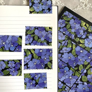 藍星花印章貼紙 (dami) 復古文具禮物