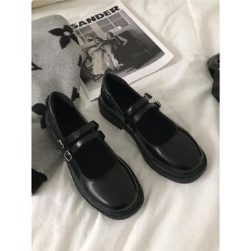 日系韓版平底大頭小皮鞋女年2024新款英倫風新款百搭春秋季瑪麗珍