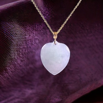 冰種翡翠愛心吊飾 18K金墜頭 | 天然緬甸玉翡翠A貨 | 送禮