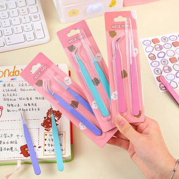 馬卡龍色系不鏽鋼鑷子 8款 糖果色鑷子 手帳工具 手作工具 尖頭鑷子 彎頭鑷子 金屬鑷子