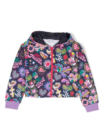 Marc Jacobs Kids - graphic-print zip-up hooded jacket - kids - Cotton - 6 - Blue