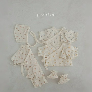peekaboo 花卉網眼新生兒套裝｜新生兒衣服 嬰兒套裝 嬰兒衣服 寶寶衣服 寶寶套裝 嬰兒帽子 韓國童裝