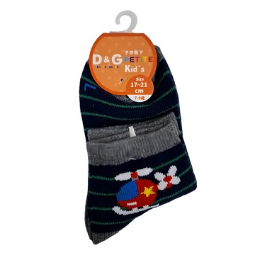 D&G 直升機1/2童襪 Set 6雙 73.4%棉  17~21cm  丈青色