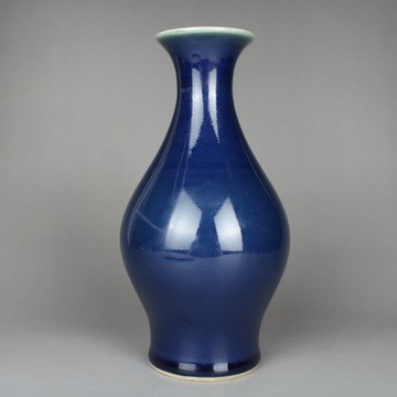 晚清民窯祭藍釉玉壺春小花瓶古玩古董陶瓷器手工仿古老貨收藏擺件